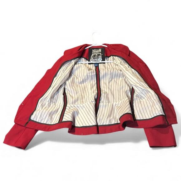 Millard Filmore Red Blazer Button Up Clips Size Small Ruffled Collar MF-13 - Picture 3 of 4